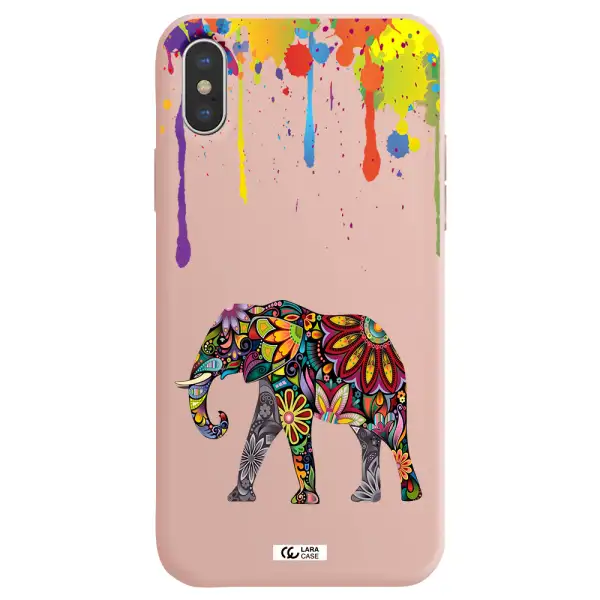 Mandala Elephant Apple iPhone XS Silicone pastel pink Case