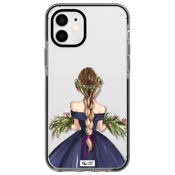 Long Hair Girl Watercolor Apple iPhone 11 impact black border Case