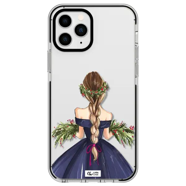 Long Hair Girl Watercolor Apple iPhone 11 pro max impact black border Case