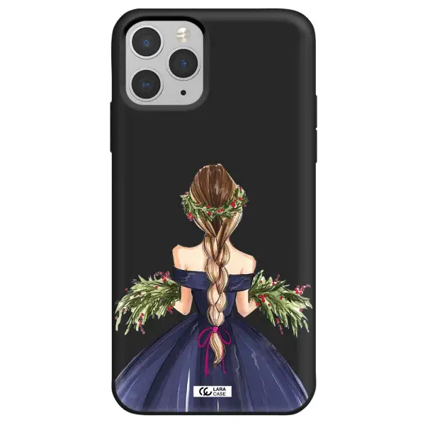 Long Hair Girl Watercolor Apple iPhone 11 pro max Silicone black Case