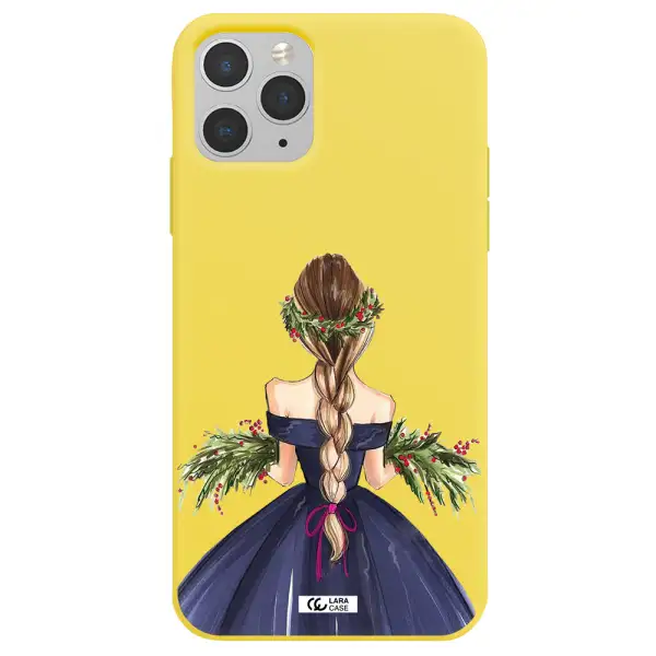 Long Hair Girl Watercolor Apple iPhone 11 pro max Silicone canary yellow Case