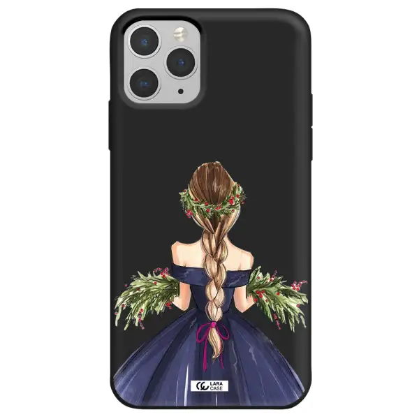 Long Hair Girl Watercolor Apple iPhone 11 pro Silicone black Case