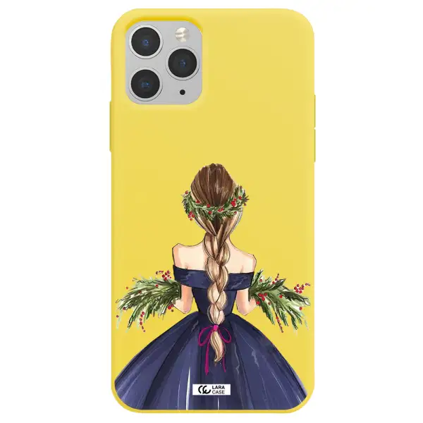 Long Hair Girl Watercolor Apple iPhone 11 pro Silicone canary yellow Case