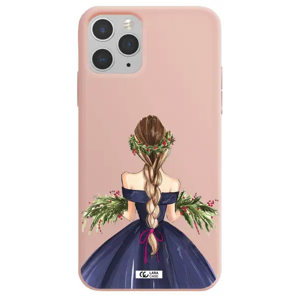 Long Hair Girl Watercolor Apple iPhone 11 pro Silicone pastel pink Case