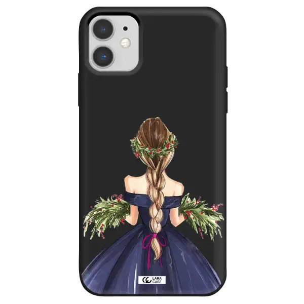 Long Hair Girl Watercolor Apple iPhone 11 Silicone black Case