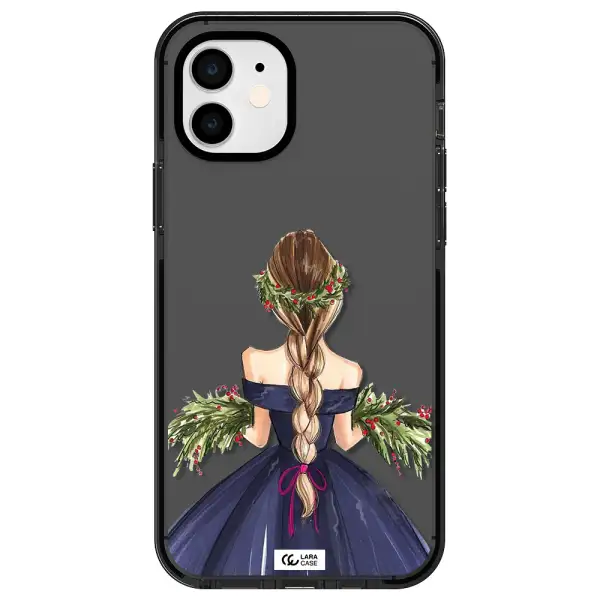 Long Hair Girl Watercolor Apple iPhone 12 impact Smoke Black Case