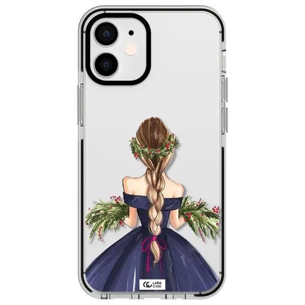 Long Hair Girl Watercolor Apple iPhone 12 mini impact black border Case