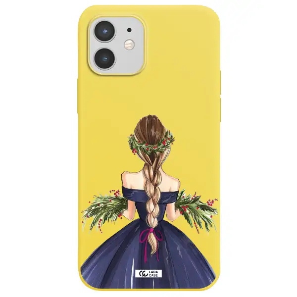 Long Hair Girl Watercolor Apple iPhone 12 mini Silicone canary yellow Case