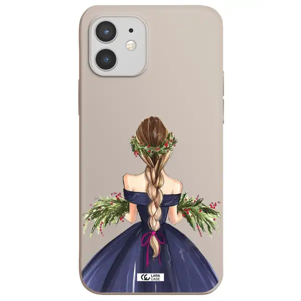 Long Hair Girl Watercolor Apple iPhone 12 mini Silicone Stone Case