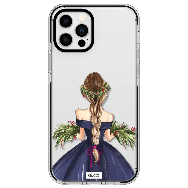 Long Hair Girl Watercolor Apple iPhone 12 pro impact black border Case