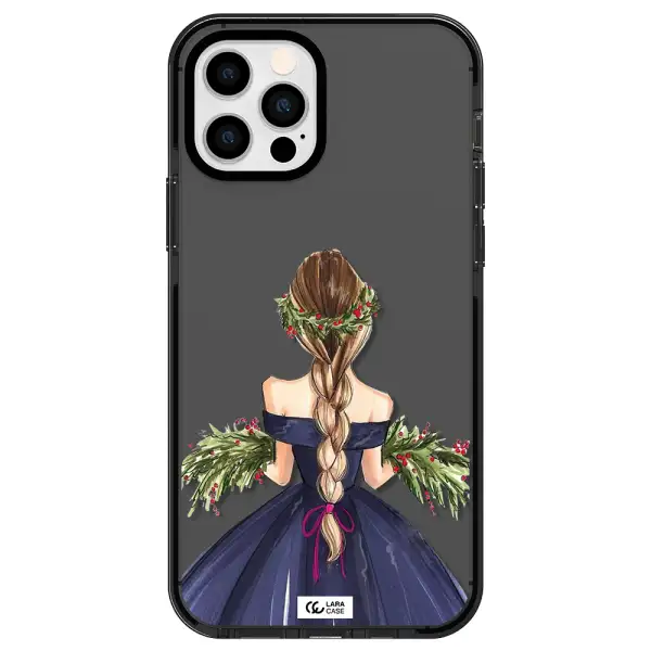 Long Hair Girl Watercolor Apple iPhone 12 pro impact Smoke Black Case