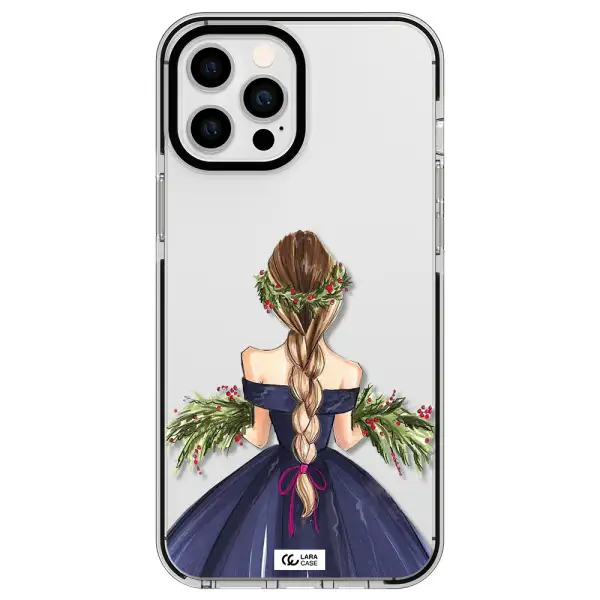 Long Hair Girl Watercolor Apple iPhone 12 pro max impact black border Case