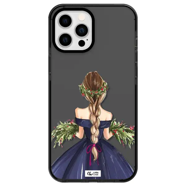 Long Hair Girl Watercolor Apple iPhone 12 pro max impact Smoke Black Case