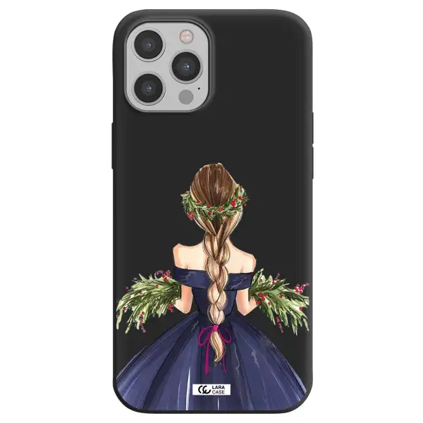 Long Hair Girl Watercolor Apple iPhone 12 pro Silicone black Case