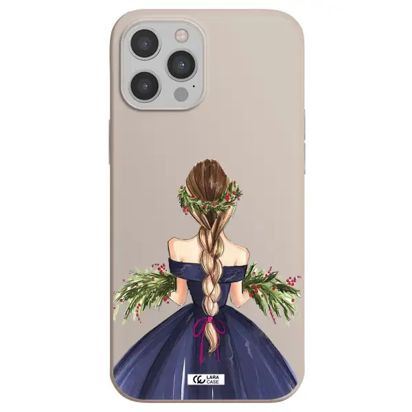 Long Hair Girl Watercolor Apple iPhone 12 pro Silicone Stone Case