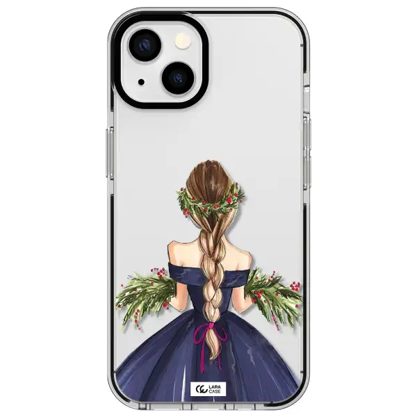 Long Hair Girl Watercolor Apple iPhone 13 impact black border Case