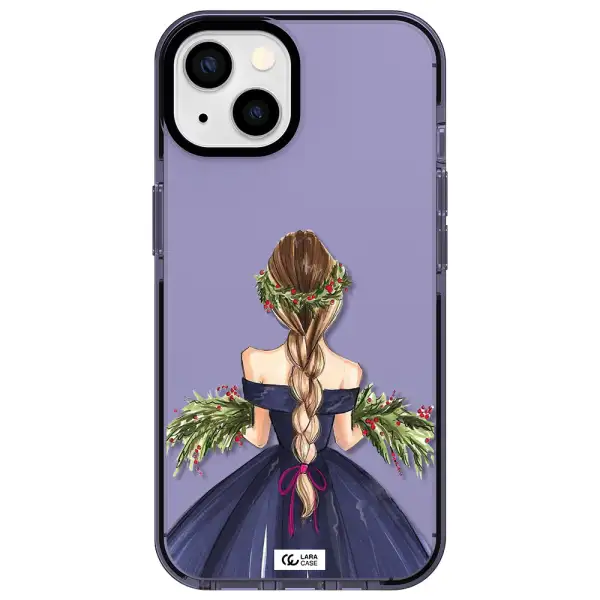 Long Hair Girl Watercolor Apple iPhone 13 impact Lilac Case