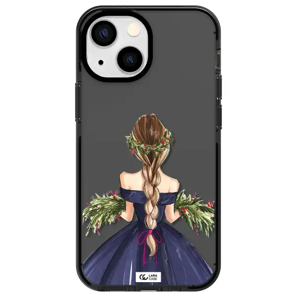 Long Hair Girl Watercolor Apple iPhone 13 mini impact Smoke Black Case