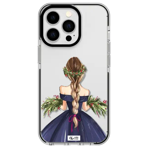Long Hair Girl Watercolor Apple iPhone 13 Pro impact black border Case