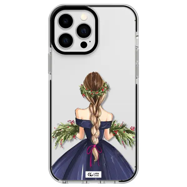 Long Hair Girl Watercolor Apple iPhone 13 Pro Max impact black border Case