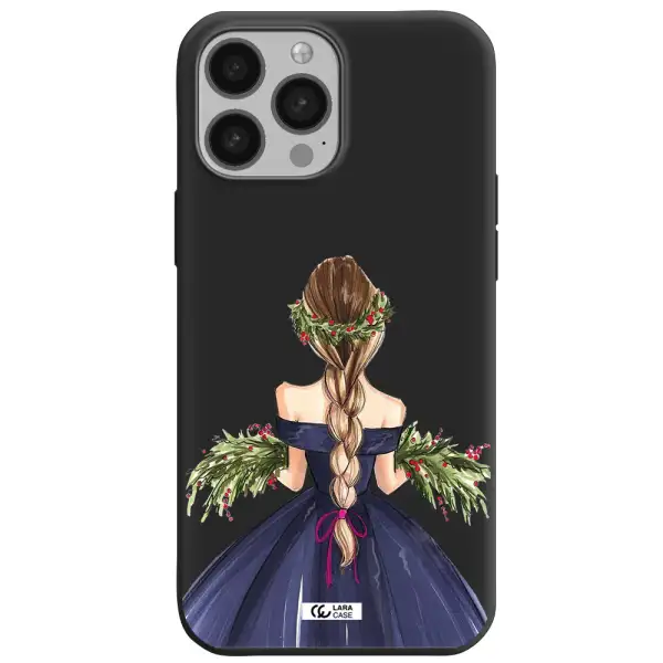 Long Hair Girl Watercolor Apple iPhone 13 Pro Silicone black Case