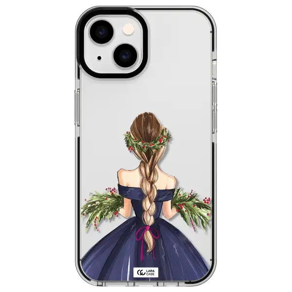 Long Hair Girl Watercolor Apple iPhone 14 impact black border Case