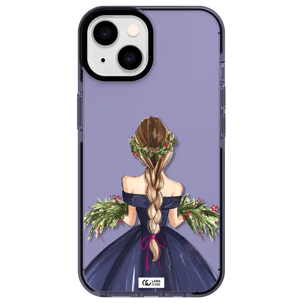 Long Hair Girl Watercolor Apple iPhone 14 impact Lilac Case