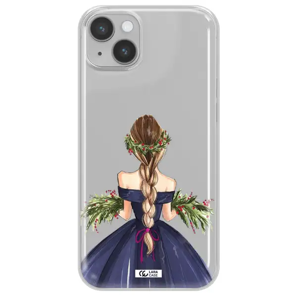 Long Hair Girl Watercolor Apple iPhone 14 plus Clear TPU Case