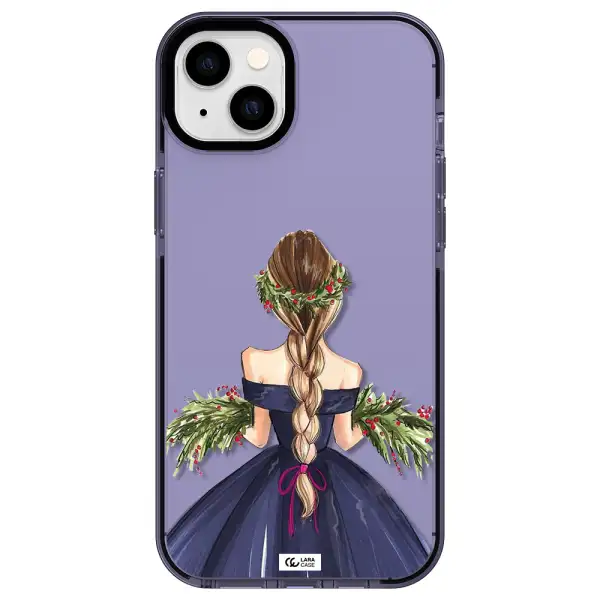 Long Hair Girl Watercolor Apple iPhone 14 plus impact Lilac Case