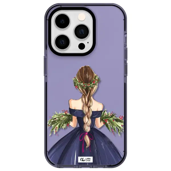 Long Hair Girl Watercolor Apple iPhone 14 pro impact Lilac Case
