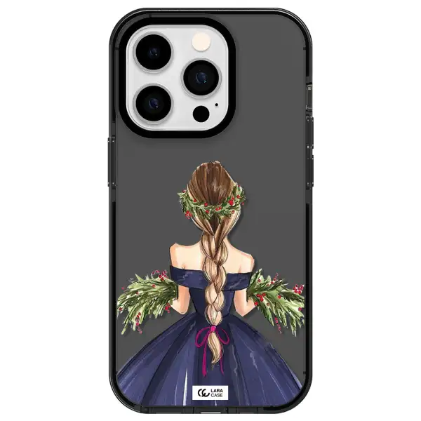 Long Hair Girl Watercolor Apple iPhone 14 pro impact Smoke Black Case