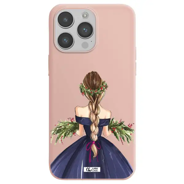 Long Hair Girl Watercolor Apple iPhone 14 pro max Silicone pastel pink Case