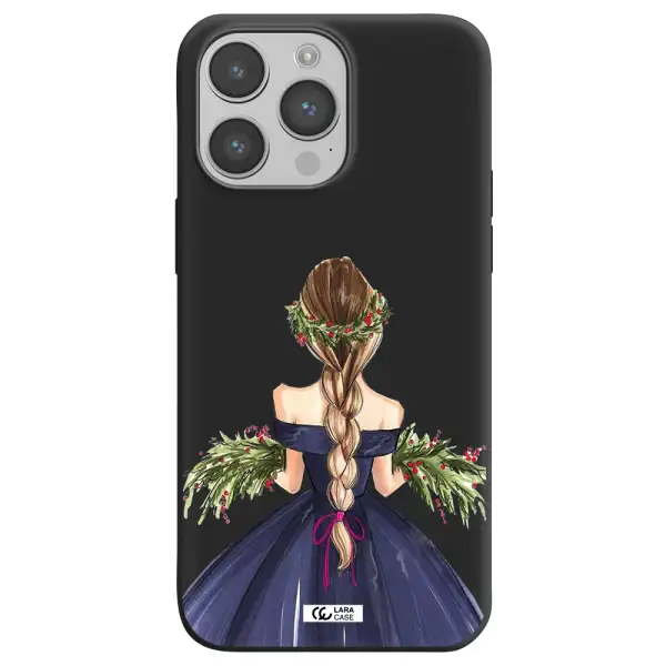 Long Hair Girl Watercolor Apple iPhone 14 pro Silicone black Case