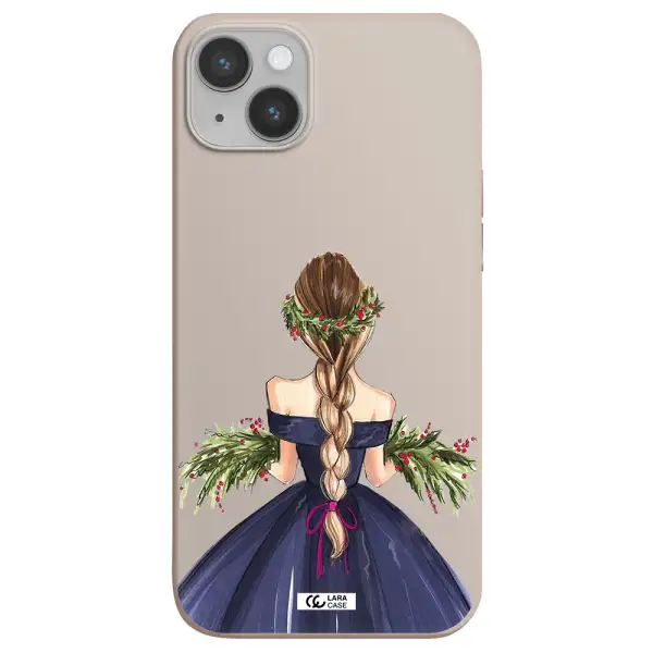 Long Hair Girl Watercolor Apple iPhone 14 Silicone Stone Case