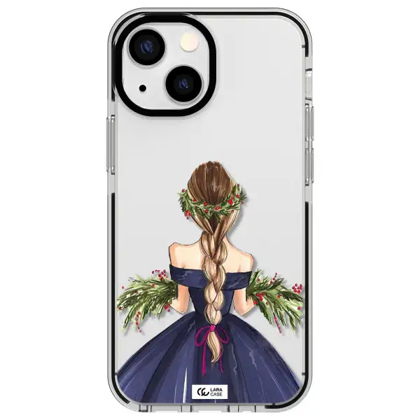 Long Hair Girl Watercolor Apple iPhone 15 Plus impact black border Case