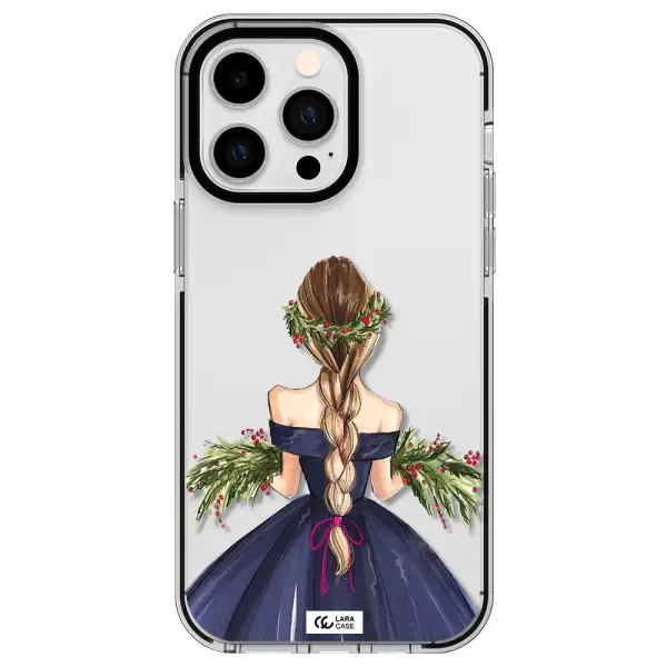 Long Hair Girl Watercolor Apple iPhone 15 Pro Max impact black border Case