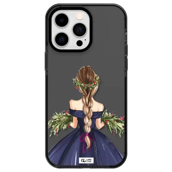 Long Hair Girl Watercolor Apple iPhone 15 Pro Max impact Smoke Black Case