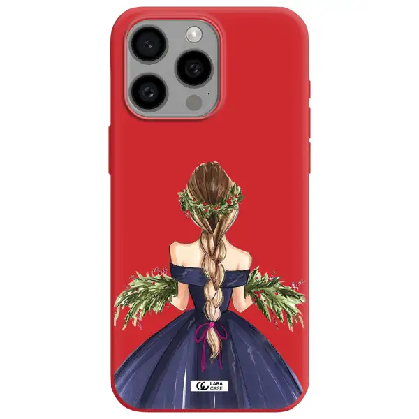 Long Hair Girl Watercolor Apple Iphone 15 Pro Max Silicone Imperial Red Case