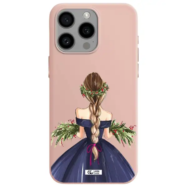 Long Hair Girl Watercolor Apple Iphone 15 Pro max Silicone pastel pink Case