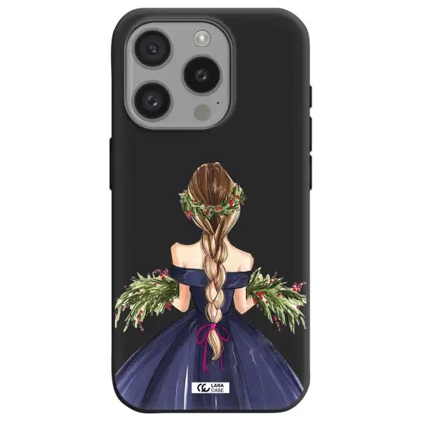 Long Hair Girl Watercolor Apple Iphone 15 Pro Silicone Black Case