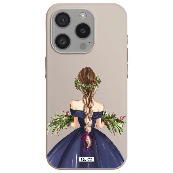 Long Hair Girl Watercolor Apple Iphone 15 Pro Silicone Stone Case