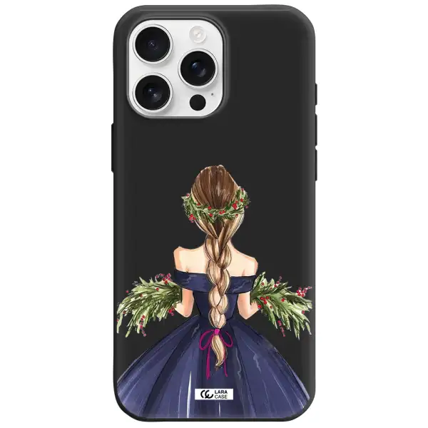 Long Hair Girl Watercolor Apple Iphone 16 Pro Max Silicone Black Case