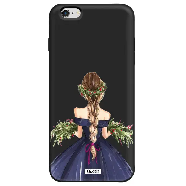 Long Hair Girl Watercolor Apple iPhone 6 plus Silicone black Case