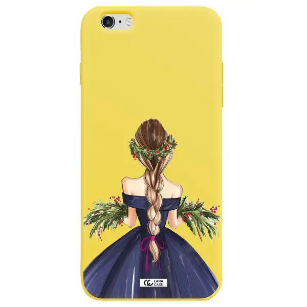 Long Hair Girl Watercolor Apple iPhone 6 plus Silicone canary yellow Case