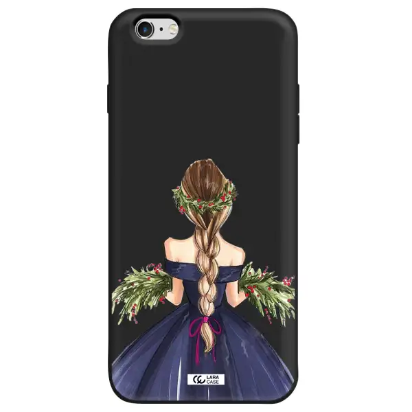 Long Hair Girl Watercolor Apple iPhone 6 s plus Silicone black Case