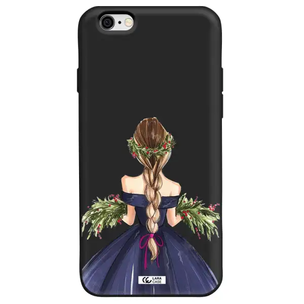 Long Hair Girl Watercolor Apple iPhone 6 Silicone black Case