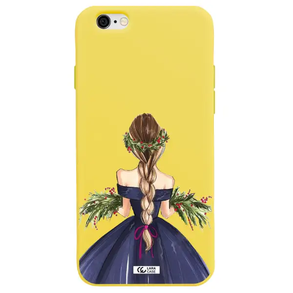 Long Hair Girl Watercolor Apple iPhone 6 Silicone canary yellow Case