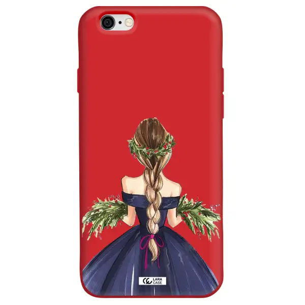 Long Hair Girl Watercolor Apple iPhone 6 Silicone Imperial Red Case