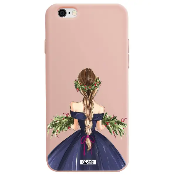 Long Hair Girl Watercolor Apple iPhone 6 Silicone pastel pink Case