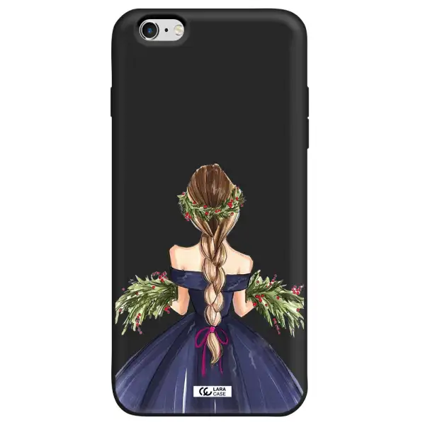 Long Hair Girl Watercolor Apple iPhone 6S Silicone black Case